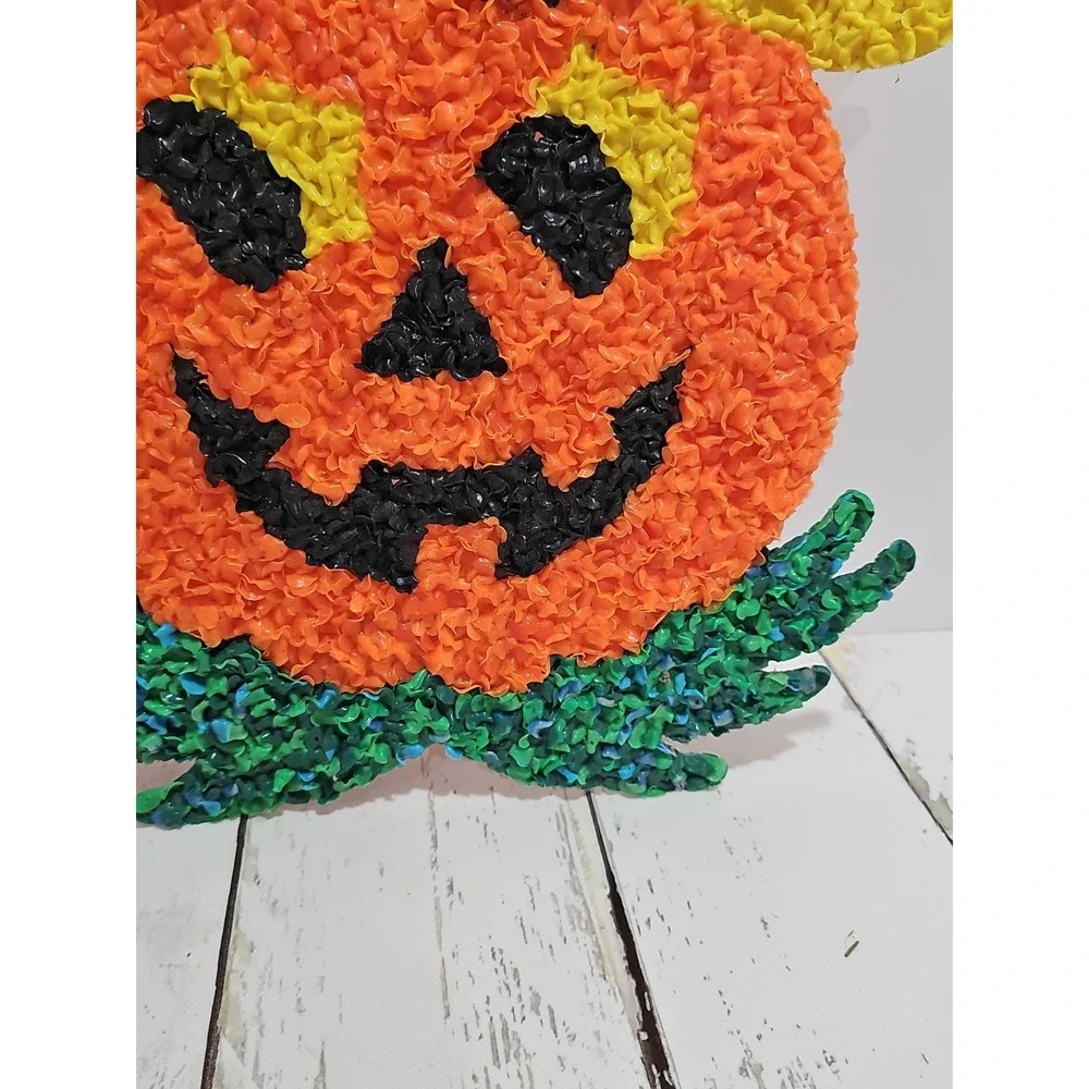 Jack-o-lantern Melted Plastic Popcorn Vtg Halloween Decoration 17